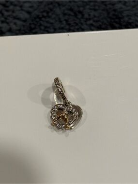 Pandora Two-Tone Heart Charm with Gold Bird Accent